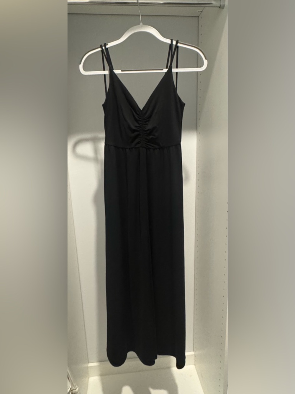 Banana Republic Black V-Neck Ruched Maxi Dress XXS Petite